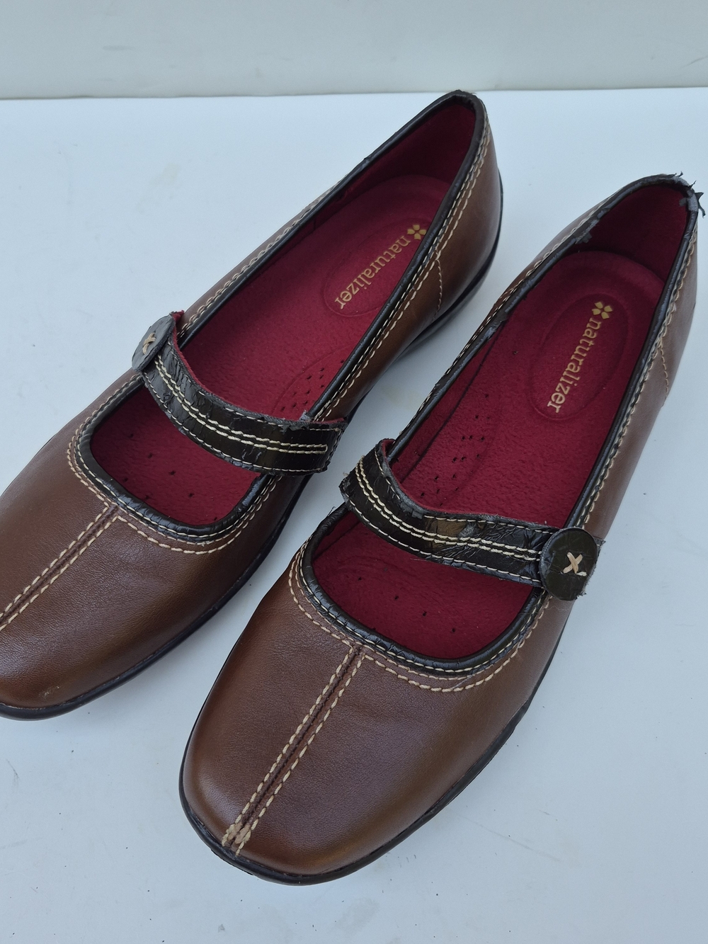 Naturalizer Women's Brown Mary Jane Flats with Red Insole